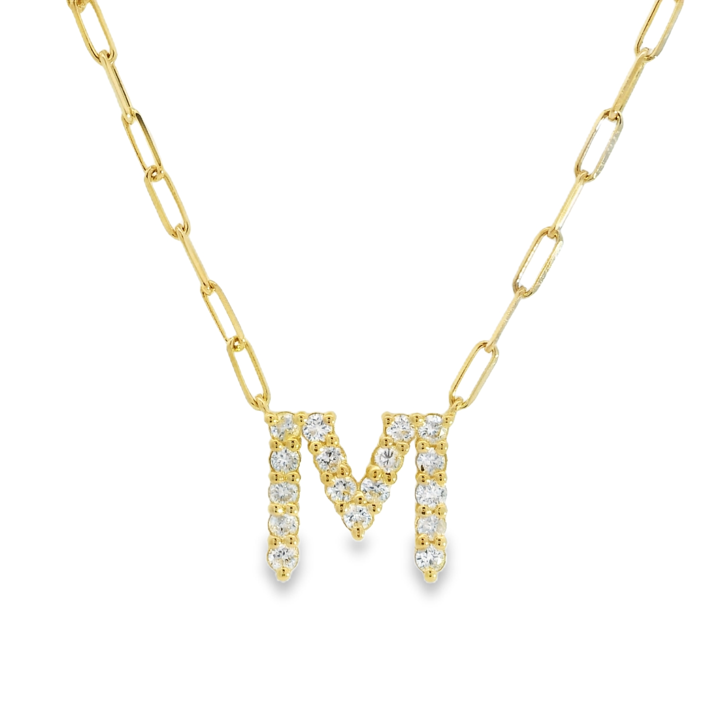 Diamond Initial Paperclip Necklace