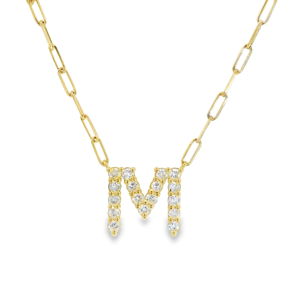Diamond Initial Paperclip Necklace
