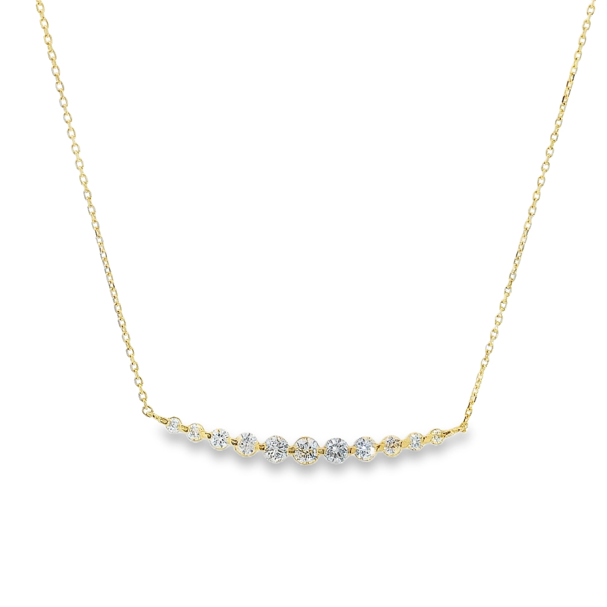 Curved Diamond Bar Necklace