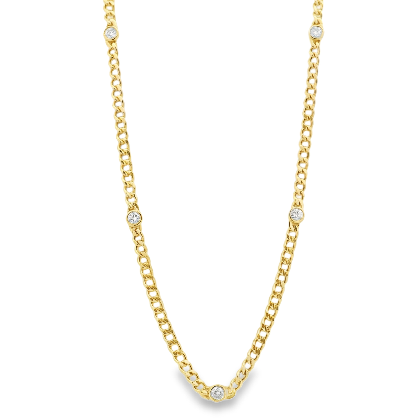 5 Diamond Bezel Cuban Chain Necklace