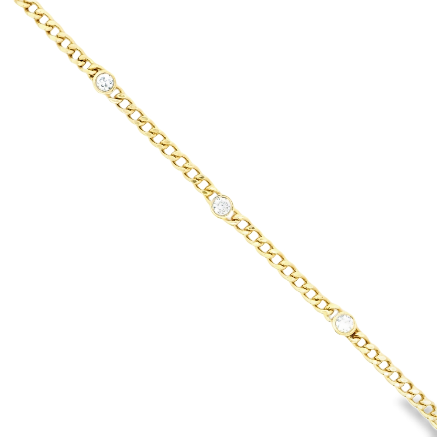 3 Diamond Bezel Cuban Chain Bracelet