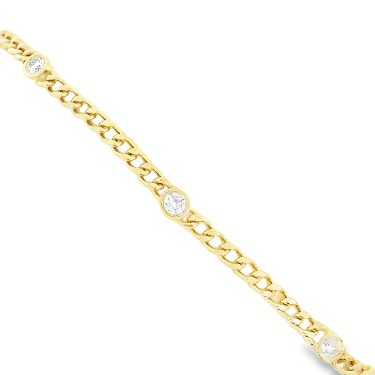 3 Diamond Bezel Cuban Chain Bracelet