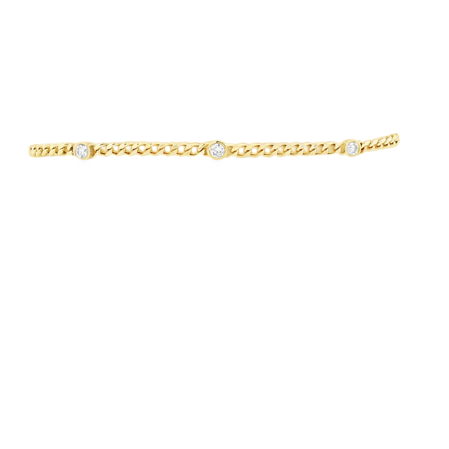 3 Diamond Bezel Cuban Chain Bracelet