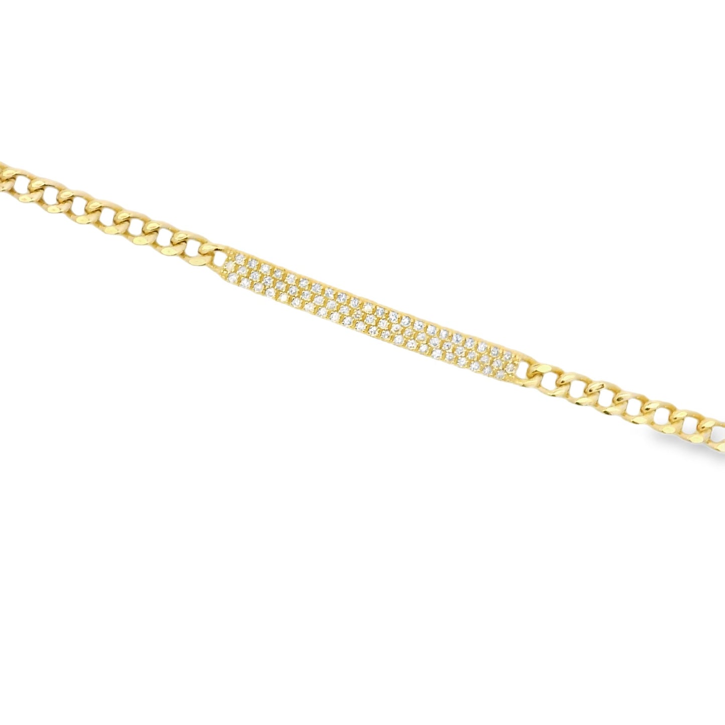 Diamond Pave Bar on Cuban Chain Bracelet