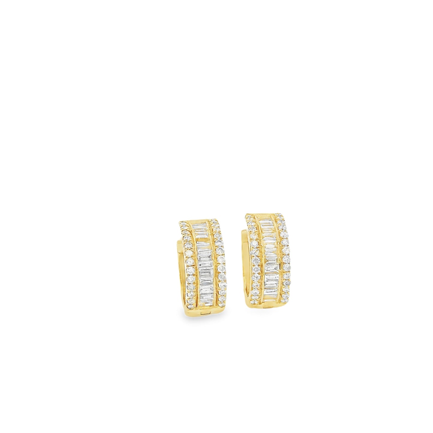 Thick Baguette Diamond Hoops