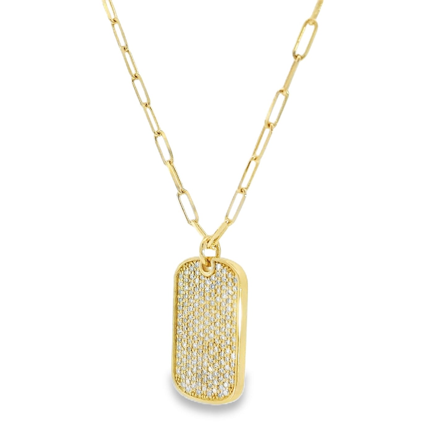 Pave Diamond Dog Tag Necklace
