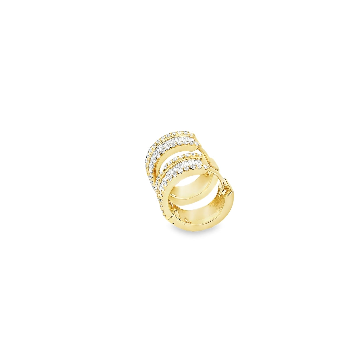 Thick Baguette Diamond Hoops