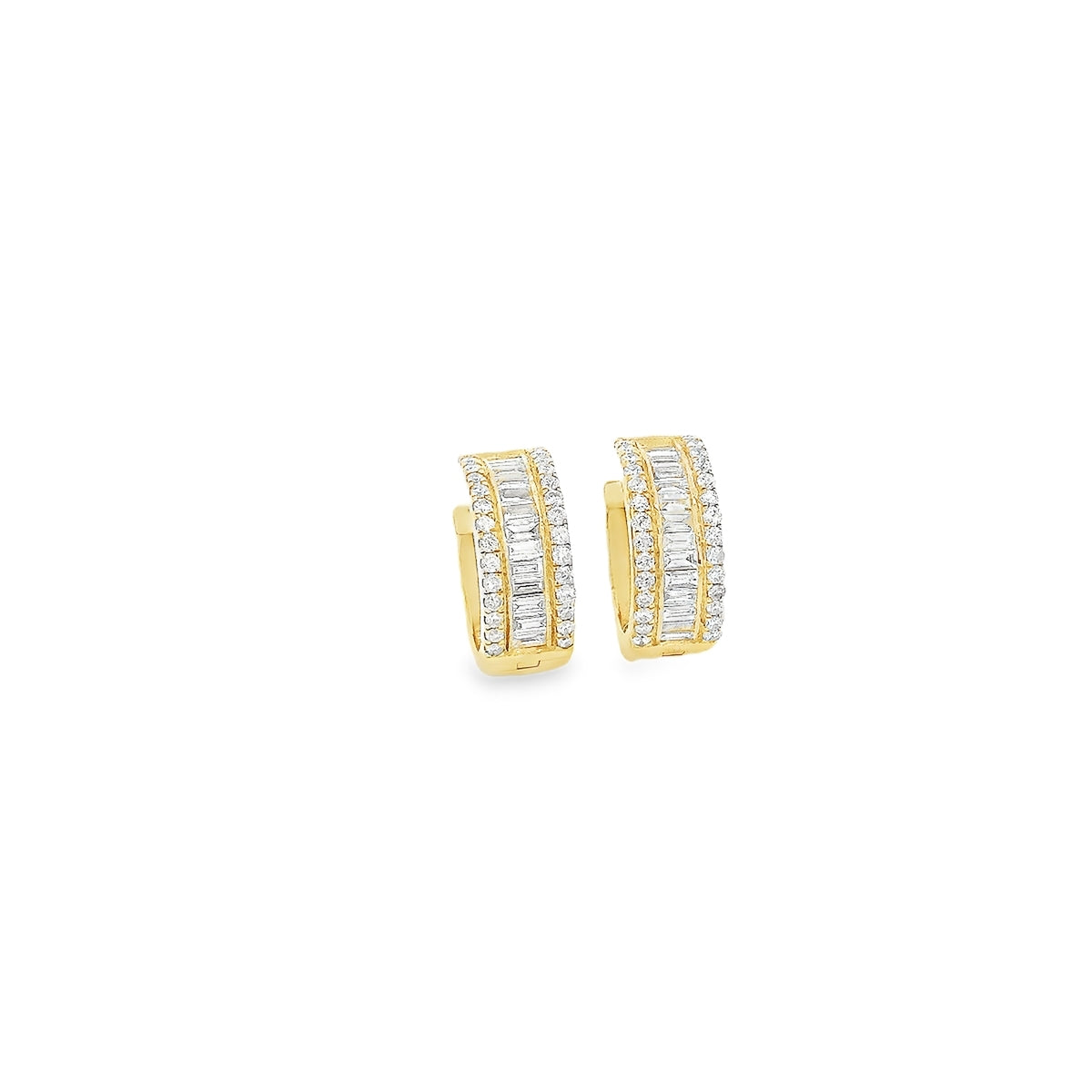 Thick Baguette Diamond Hoops