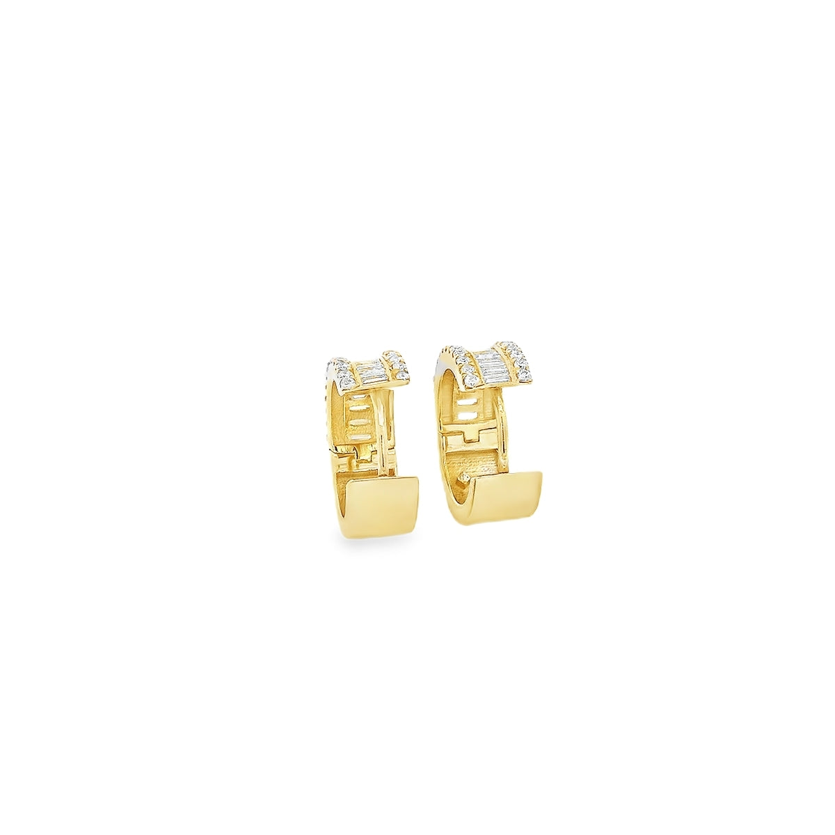 Thick Baguette Diamond Hoops