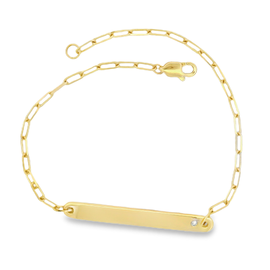 Gold ID Bar Paperclip Bracelet