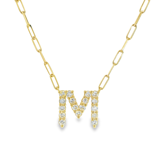 Diamond Initial  Paperclip Necklace