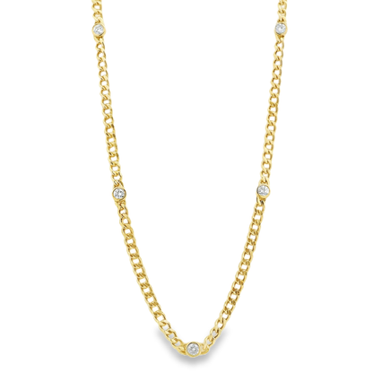 5 Diamond Bezel Cuban Chain Necklace
