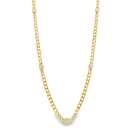5 Diamond Bezel Cuban Chain Necklace