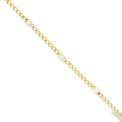 3 Diamond Bezel Cuban Chain Bracelet