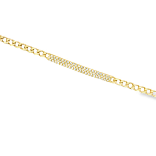 Diamond Pave Bar on Cuban Chain Bracelet