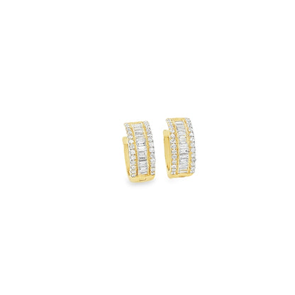Thick Baguette Diamond Hoops