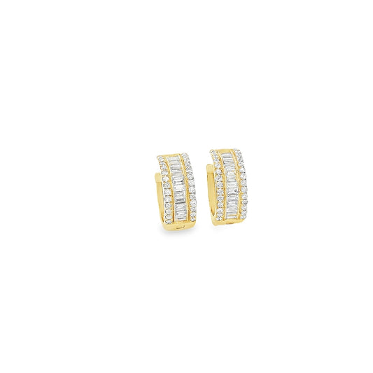 Thick Baguette Diamond Hoops