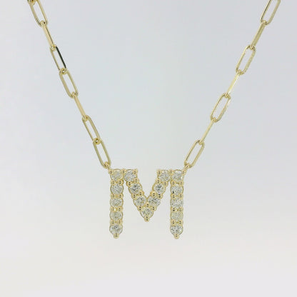 Diamond Initial  Paperclip Necklace